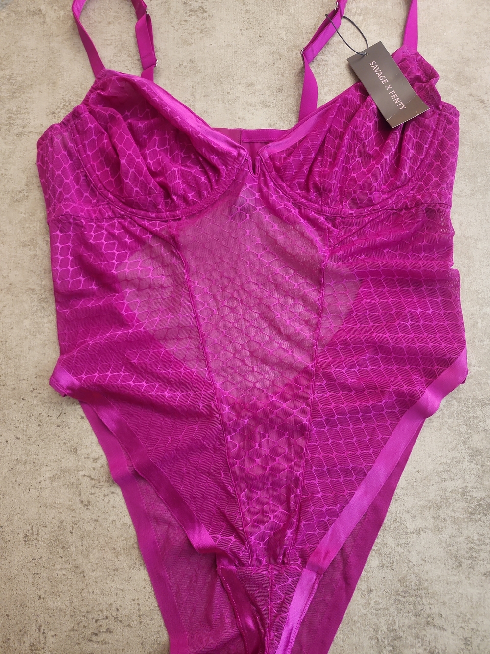 Savage X Fenty Fuchsia Mesh Teddy Size 3X